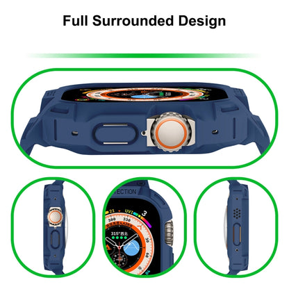 For Apple Watch Ultra 49mm JUNSUNMAY Integrated TPU Case Adjustable Elastic Watch Band(Dark Blue) - Watch Bands by JUNSUNMAY | Online Shopping UK | buy2fix