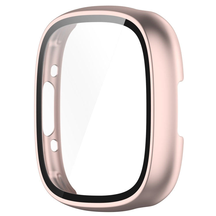 For Fitbit Versa 4 PC+ Toughened Film Integrated Protective Case(Rose Gold) - Watch Cases by buy2fix | Online Shopping UK | buy2fix