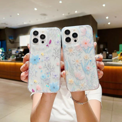 For iPhone 16 Plus Fresh Small Floral Epoxy TPU Phone Case(D05 Blue Floral) - iPhone 16 Plus Cases by buy2fix | Online Shopping UK | buy2fix