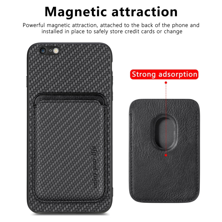 For iPhone 6 Plus / 6S Plus Carbon Fiber Leather Card Magsafe Magnetic Phone Case(Black) - More iPhone Cases by buy2fix | Online Shopping UK | buy2fix