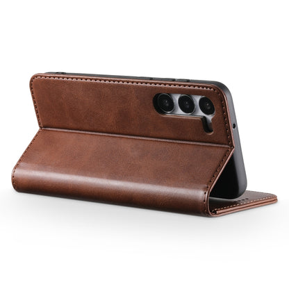 For Samsung Galaxy S24 Ultra 5G Suteni Calf Texture Horizontal Flip Leather Phone Case(Brown) - Galaxy S24 Ultra 5G Cases by Suteni | Online Shopping UK | buy2fix