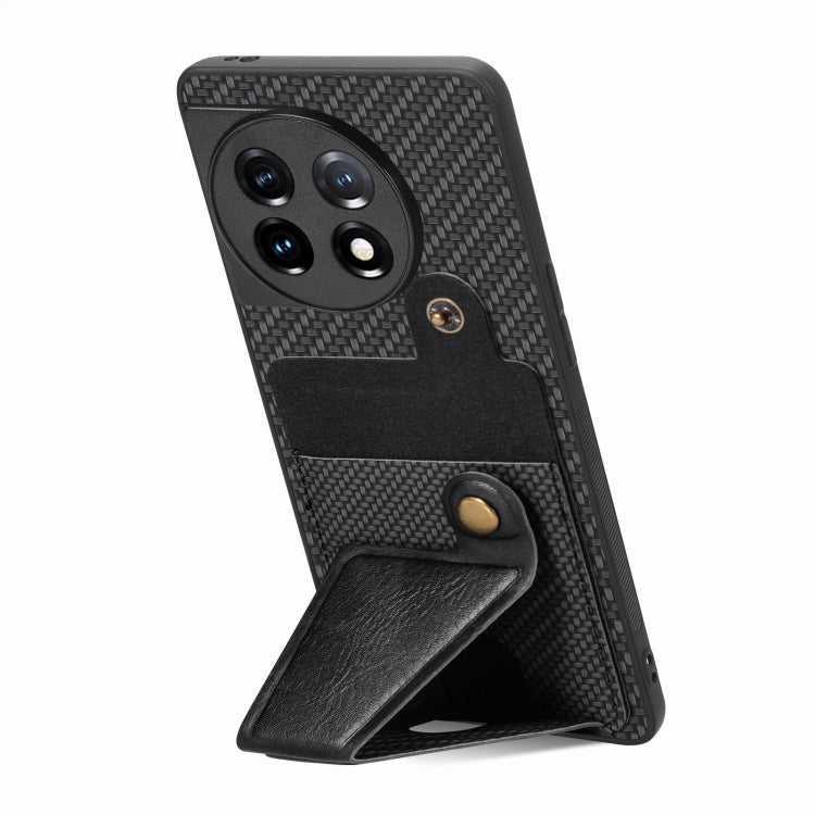 For OnePlus 11 Carbon Fiber Wallet Flip Card K-shaped Holder Phone Case(Black) - OnePlus Cases by buy2fix | Online Shopping UK | buy2fix