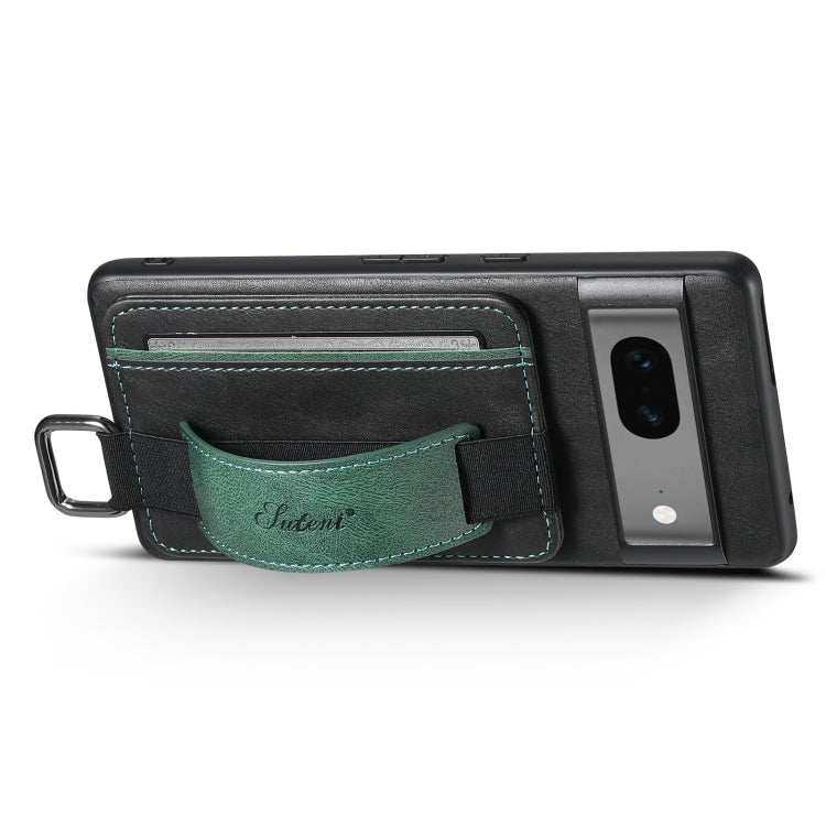 For Googel Pixel 7a Suteni H13 Card Wallet Wrist Strap Holder PU Phone Case(Black) - Google Cases by Suteni | Online Shopping UK | buy2fix