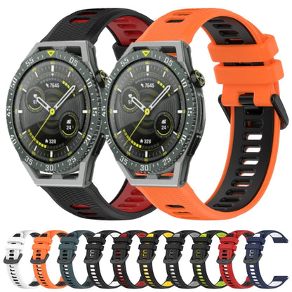 For Huawei Watch 3 22mm Sports Two-Color Silicone Watch Band(White+Black) - Watch Bands by buy2fix | Online Shopping UK | buy2fix