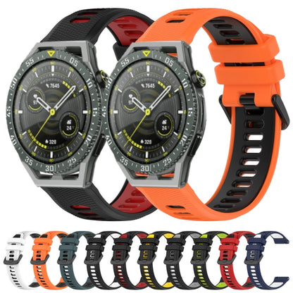 For Huawei Watch GT 2E 22mm Sports Two-Color Silicone Watch Band(Black+White) - Watch Bands by buy2fix | Online Shopping UK | buy2fix