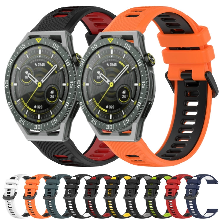 For Huawei GT2 Pro 22mm Sports Two-Color Silicone Watch Band(Black+Grey) - Watch Bands by buy2fix | Online Shopping UK | buy2fix