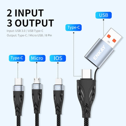 ENKAY ENK-CB135 5-in-1 65W USB-A & USB-C to 8 Pin / Type-C / Micro USB Multifunctional Charging Cable with Indicator Light, Cable Length:1.2m - Multifunction Cable by ENKAY | Online Shopping UK | buy2fix