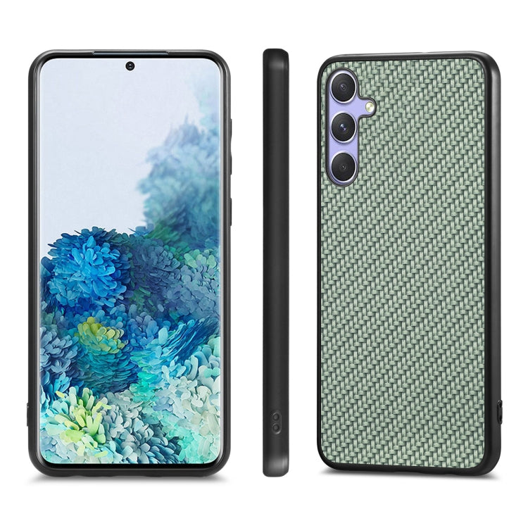 For Samsung Galaxy S25+ 5G Carbon Fiber Texture Leather Back Cover Phone Case(Green) - Galaxy Phone Cases by buy2fix | Online Shopping UK | buy2fix