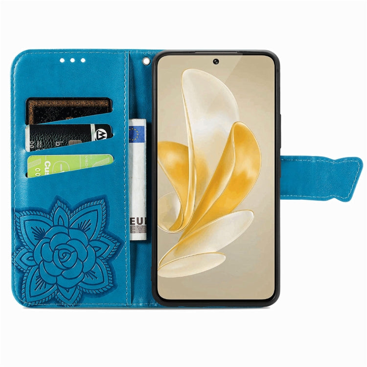 For vivo X100 Butterfly Love Flower Embossed Leather Phone Case(Blue) - X100 Cases by imak | Online Shopping UK | buy2fix