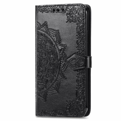 For Motorola Moto G Play 2024 Mandala Flower Embossed Leather Phone Case(Black) - Motorola Cases by buy2fix | Online Shopping UK | buy2fix