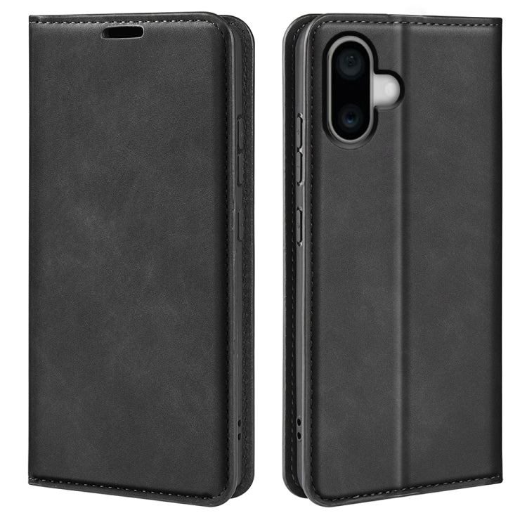 For iPhone 16 Pro Retro-skin  Magnetic Suction Leather Phone Case(Black) - iPhone 16 Pro Cases by buy2fix | Online Shopping UK | buy2fix