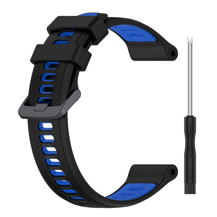 For Garmin Instinct Sports Two-Color Silicone Watch Band(Black+Blue) - Watch Bands by buy2fix | Online Shopping UK | buy2fix