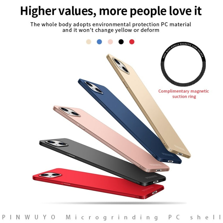 For iPhone 15 PINWUYO Micro-Frosted PC Ultra-thin Hard Phone Case with Magsafe Magnetic Ring(Red) - iPhone 15 Cases by PINWUYO | Online Shopping UK | buy2fix