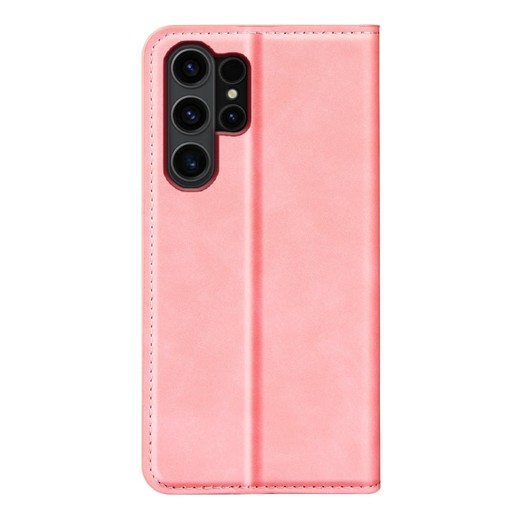 For Samsung Galaxy S24 Ultra 5G Retro-skin Magnetic Suction Leather Phone Case(Pink) - Galaxy S24 Ultra 5G Cases by buy2fix | Online Shopping UK | buy2fix