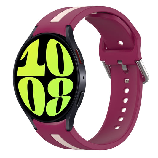 For Samsung Galaxy Watch 6 40mm Two-Color Silicone Watch Band(Wine Red+Pink) - Watch Bands by buy2fix | Online Shopping UK | buy2fix