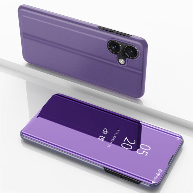 For iPhone 16 Plated Mirror Horizontal Flip Leather Phone Case with Holder(Purple Blue) - iPhone 16 Cases by buy2fix | Online Shopping UK | buy2fix