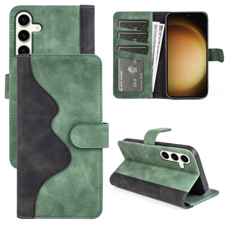 For Samsung Galaxy S24+ 5G Stitching Horizontal Flip Leather Phone Case(Green) - Galaxy S24+ 5G Cases by buy2fix | Online Shopping UK | buy2fix