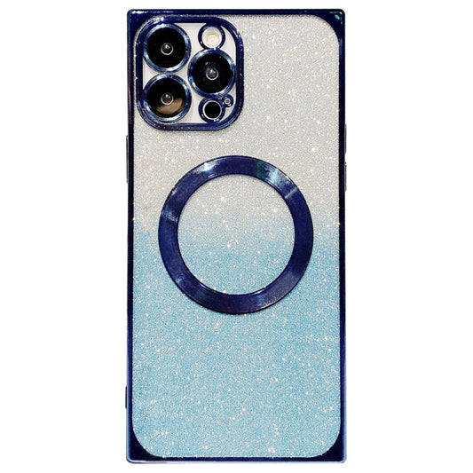 For iPhone 14 Pro Square Gradient Magsafe Electroplating TPU Phone Case(Blue) - iPhone 14 Pro Cases by buy2fix | Online Shopping UK | buy2fix