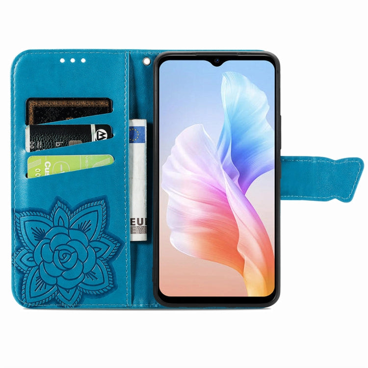 For DOOGEE X98 Pro / X98 Butterfly Love Flower Embossed Leather Phone Case(Blue) - Doogee Cases by buy2fix | Online Shopping UK | buy2fix