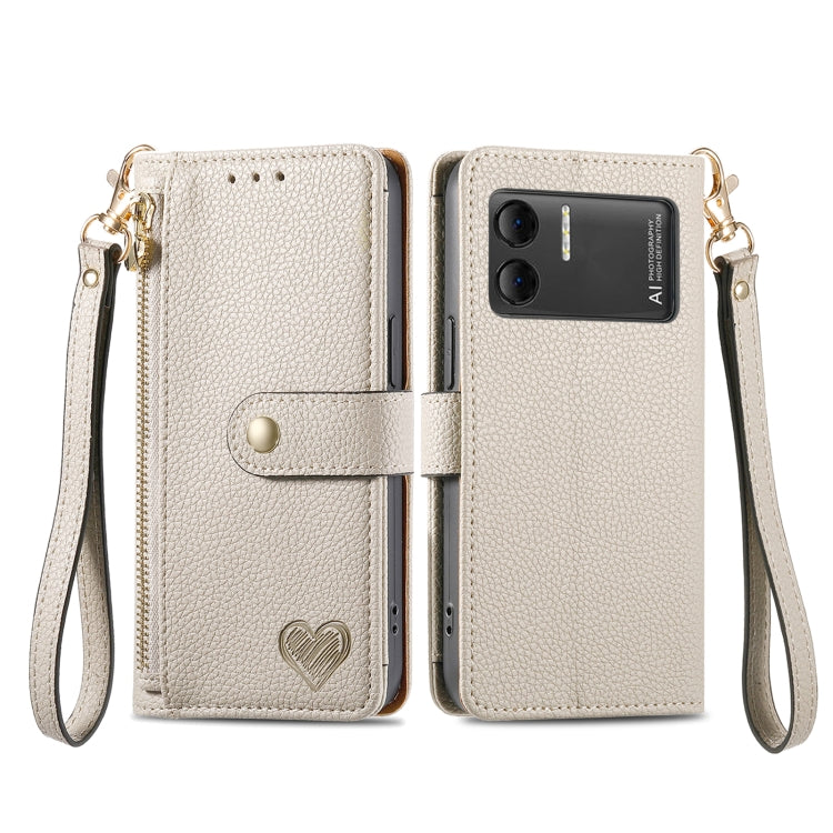 For DOOGEE X98 Pro / X98 Love Zipper Lanyard Leather Phone Case(White) - Doogee Cases by buy2fix | Online Shopping UK | buy2fix