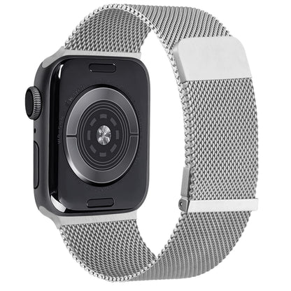 For Apple Watch 8 45mm Milan Double Magnetic Steel Mesh Watch Band(Silver) - Watch Bands by buy2fix | Online Shopping UK | buy2fix