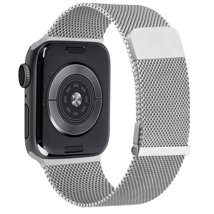 For Apple Watch 42mm Milan Double Magnetic Steel Mesh Watch Band(Silver) - Watch Bands by buy2fix | Online Shopping UK | buy2fix