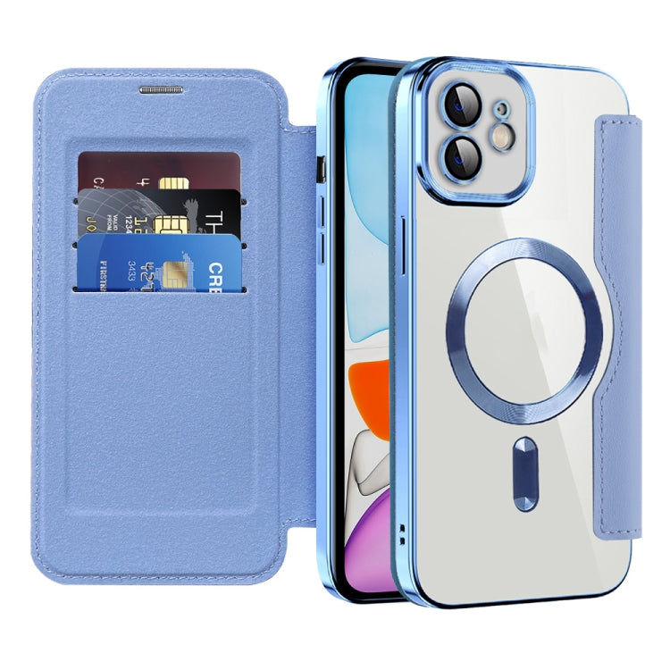 For iPhone 14 Pro Shield Magsafe RFID Anti-theft Rhombus Leather Phone Case(Blue) - iPhone 14 Pro Cases by buy2fix | Online Shopping UK | buy2fix