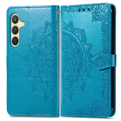 For Samsung Galaxy S25 Plus 5G Mandala Flower Embossed Leather Phone Case(Blue) - Galaxy S25+ 5G Cases by buy2fix | Online Shopping UK | buy2fix