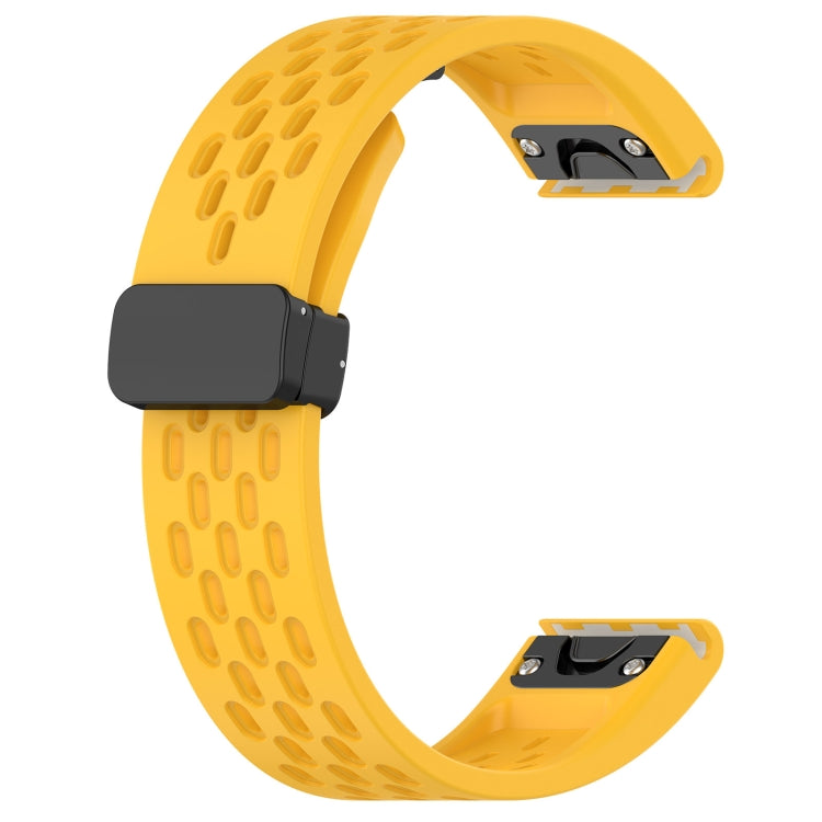 For Garmin Fenix 7S Sapphire Solar 20mm Folding Buckle Hole Silicone Watch Band(Yellow) - Watch Bands by buy2fix | Online Shopping UK | buy2fix