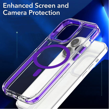 For iPhone 13 Pro Max Dual-color MagSafe TPU Hybrid Clear PC Shockproof Phone Case(Blue) - iPhone 13 Pro Max Cases by buy2fix | Online Shopping UK | buy2fix