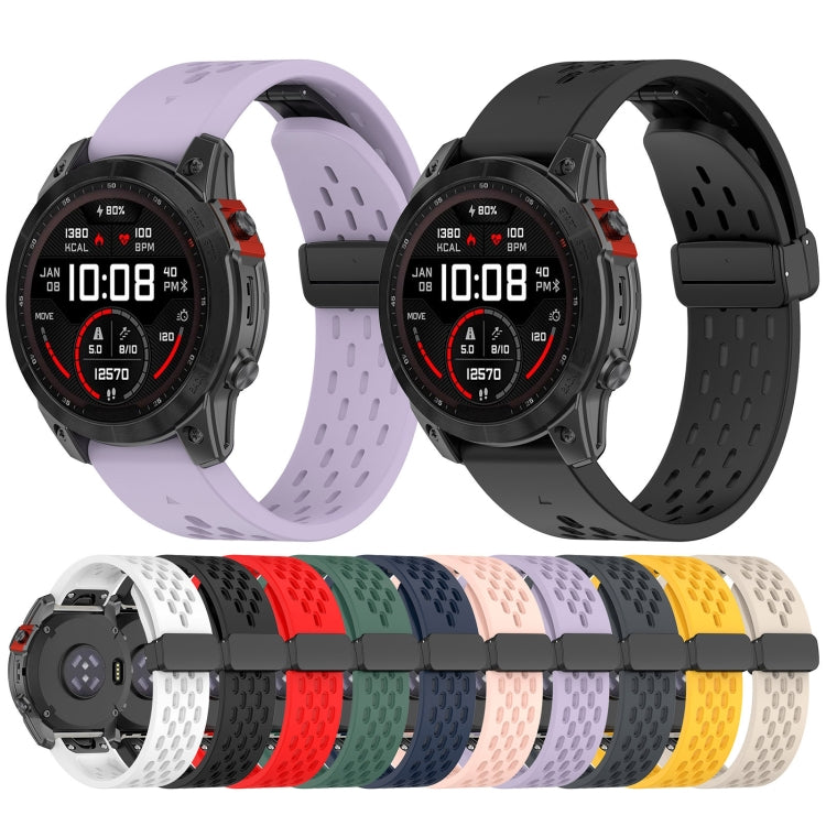 For Garmin Fenix 5x Sapphire Quick Release Holes Magnetic Buckle Silicone Watch Band(Starlight Color) - Watch Bands by buy2fix | Online Shopping UK | buy2fix