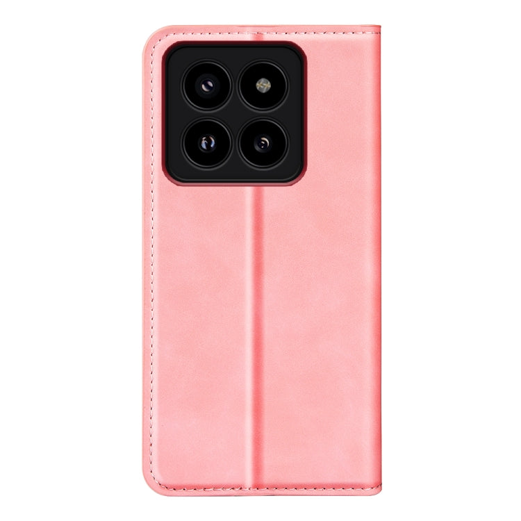 For Xiaomi 14 Pro Retro-skin Magnetic Suction Leather Phone Case(Pink) - 14 Pro Cases by buy2fix | Online Shopping UK | buy2fix