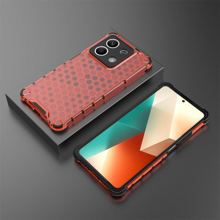 For Redmi Note 13 Shockproof Honeycomb Phone Case(Red) - Note 13 Cases by buy2fix | Online Shopping UK | buy2fix