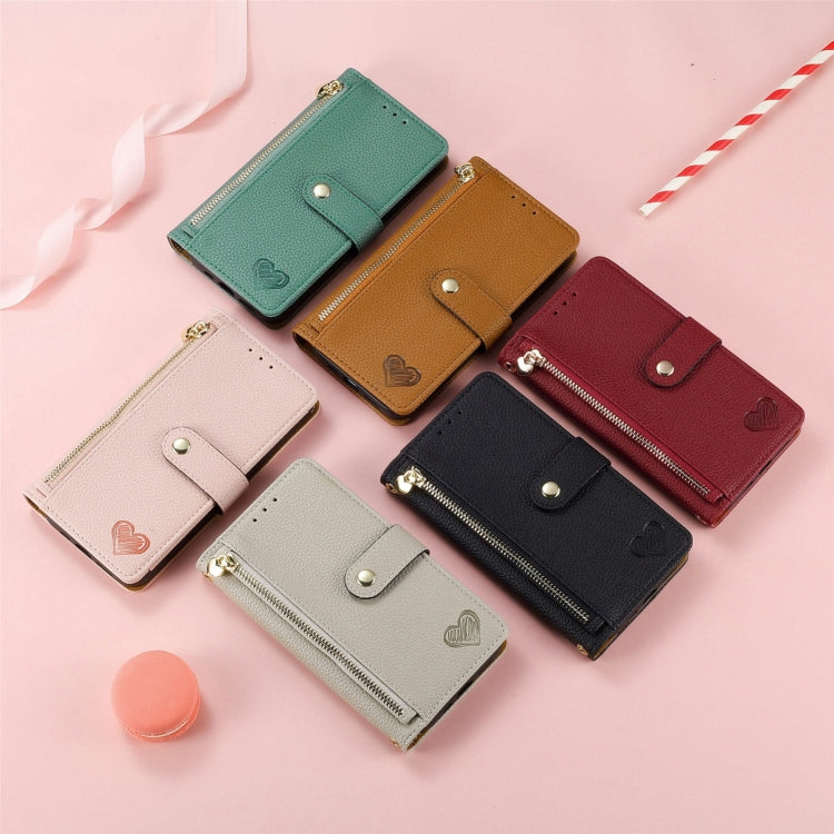 For Xiaomi 14 Ultra Love Zipper Lanyard Leather Phone Case(Red) - 14 Ultra Cases by buy2fix | Online Shopping UK | buy2fix