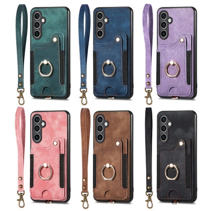 For Samsung Galaxy S25 Ultra 5G Retro Skin-feel Ring Multi-card Wallet Phone Case(Purple) - Galaxy S25 Ultra 5G Cases by buy2fix | Online Shopping UK | buy2fix