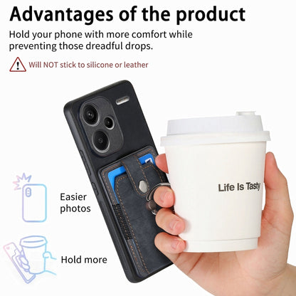 For Xiaomi Redmi Note 13 Pro+ Retro Skin-feel Ring Card Wallet Phone Case(Black) - Note 13 Pro+ Cases by buy2fix | Online Shopping UK | buy2fix