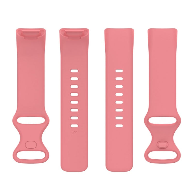 For Fitbit Charge 6 Solid Color Butterfly Buckle Silicone Watch Band, Size:S Size(Pink) - Watch Bands by buy2fix | Online Shopping UK | buy2fix
