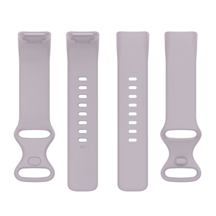 For Fitbit Charge 6 Solid Color Butterfly Buckle Silicone Watch Band, Size:S Size(Light Purple) - Watch Bands by buy2fix | Online Shopping UK | buy2fix