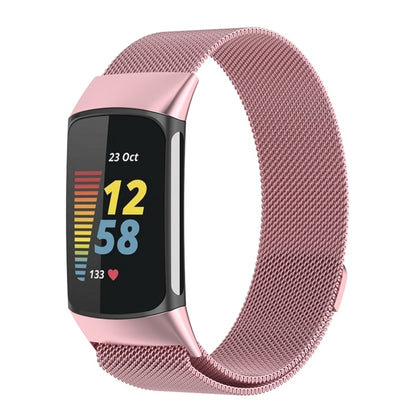 For Fitbit Charge 6 Milan Magnetic Metal Steel Mesh Watch Band(Pink) - Watch Bands by buy2fix | Online Shopping UK | buy2fix