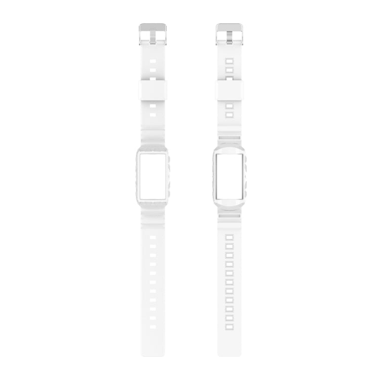 For Fitbit Charge 6 / 5 / 4 / 3 Armor Integrated TPU Watch Band(White) - Watch Bands by buy2fix | Online Shopping UK | buy2fix