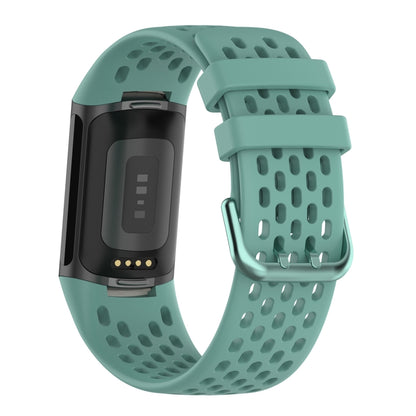 For Fitbit Charge 6 Solid Color Breathable Sports Silicone Watch Band(Pine Green) - Watch Bands by buy2fix | Online Shopping UK | buy2fix