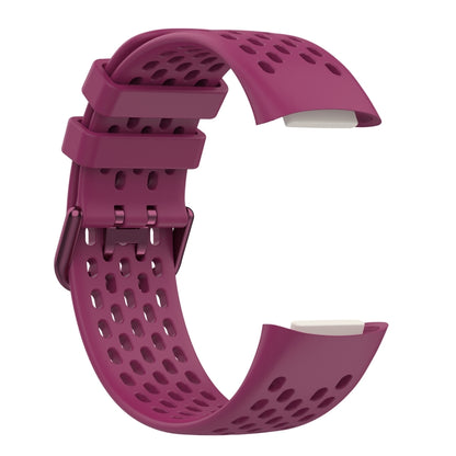 For Fitbit Charge 5 Solid Color Breathable Sports Silicone Watch Band(Wine Red) - Watch Bands by buy2fix | Online Shopping UK | buy2fix