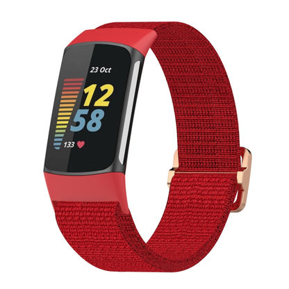 For Fitbit Charge 6 Elastic Nylon Braid Watch Band(Red) - Watch Bands by buy2fix | Online Shopping UK | buy2fix