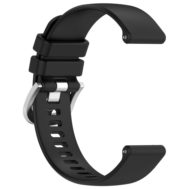 For Garmin Venu / Venu SQ Liquid Glossy Silver Buckle Silicone Watch Band(Black) - Watch Bands by buy2fix | Online Shopping UK | buy2fix