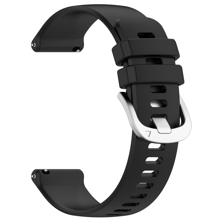 For Garmin Forerunner245 / 245 Music Liquid Glossy Silver Buckle Silicone Watch Band(Black) - Watch Bands by buy2fix | Online Shopping UK | buy2fix