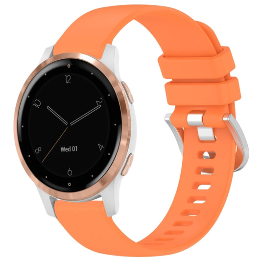 For Garmin Vivoactive 4S Liquid Glossy Silver Buckle Silicone Watch Band(Orange) - Watch Bands by buy2fix | Online Shopping UK | buy2fix