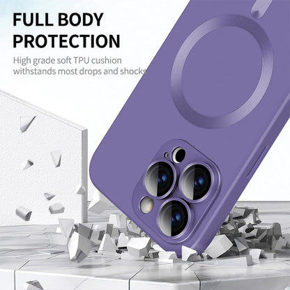 For iPhone 15 Pro ENKAY MagSafe Matte TPU Phone Case with Lens Film & Screen Glass Film(Purple) - iPhone 15 Pro Cases by ENKAY | Online Shopping UK | buy2fix