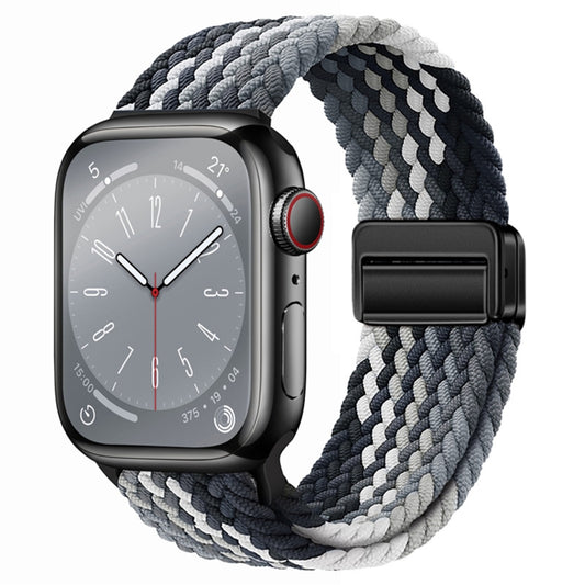 For Apple Watch Ultra 2 49mm Nylon Woven Magnetic Fold Buckle Watch Band(Grey Black) - Watch Bands by buy2fix | Online Shopping UK | buy2fix