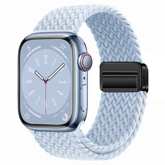 For Apple Watch Ultra 49mm Nylon Woven Magnetic Fold Buckle Watch Band(Misty Blue) - Watch Bands by buy2fix | Online Shopping UK | buy2fix