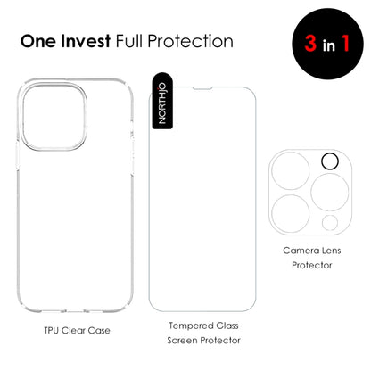 For iPhone 16 Pro Max NORTHJO 3 in 1 TPU Phone Case with Screen Film and Lens Film(Clear) - iPhone 16 Pro Max Cases by NORTHJO | Online Shopping UK | buy2fix